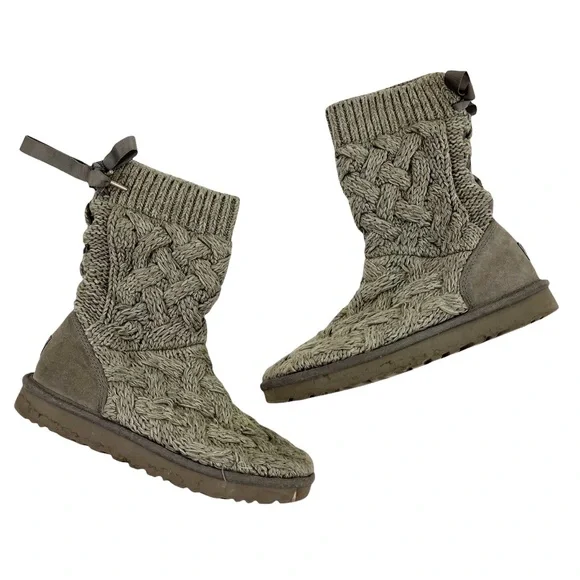 UGG Isla Sweater Cable Knit Boots in Gray Size 7 - Picture 2 of 16